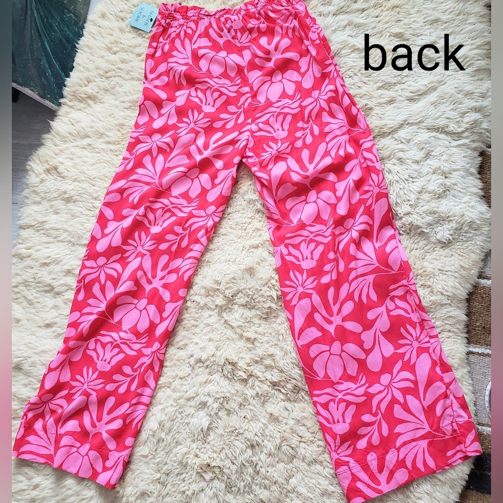 Pink Floral Ruffle Waist Pants - Picture 2 of 8